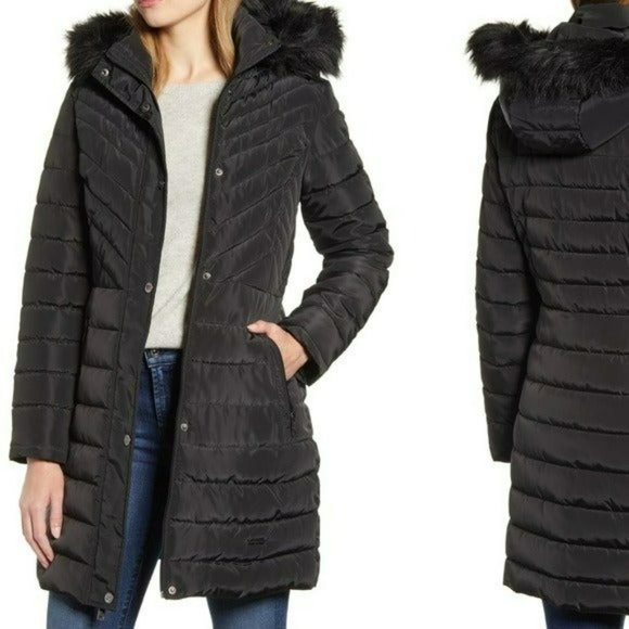 Kenneth Cole New York Jackets & Blazers - Kenneth Cole NEW York Hooded Puffer Jacket Faux Fur Trim $245 NEW WITH TAGS